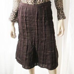 H&M Linen Stitching Striped Knee Length Career Midi Skirt